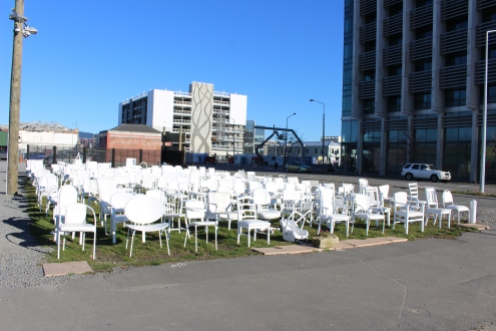 185 Chairs, representing the 185 deaths in the February 2011 earthquake
